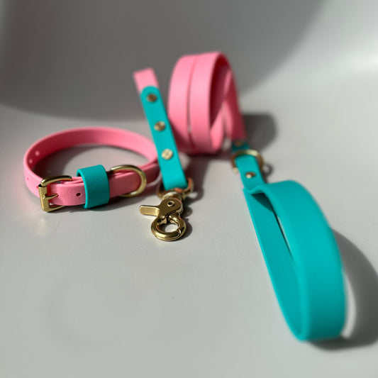 Babble Pink Colourblock BioThane® Collar
