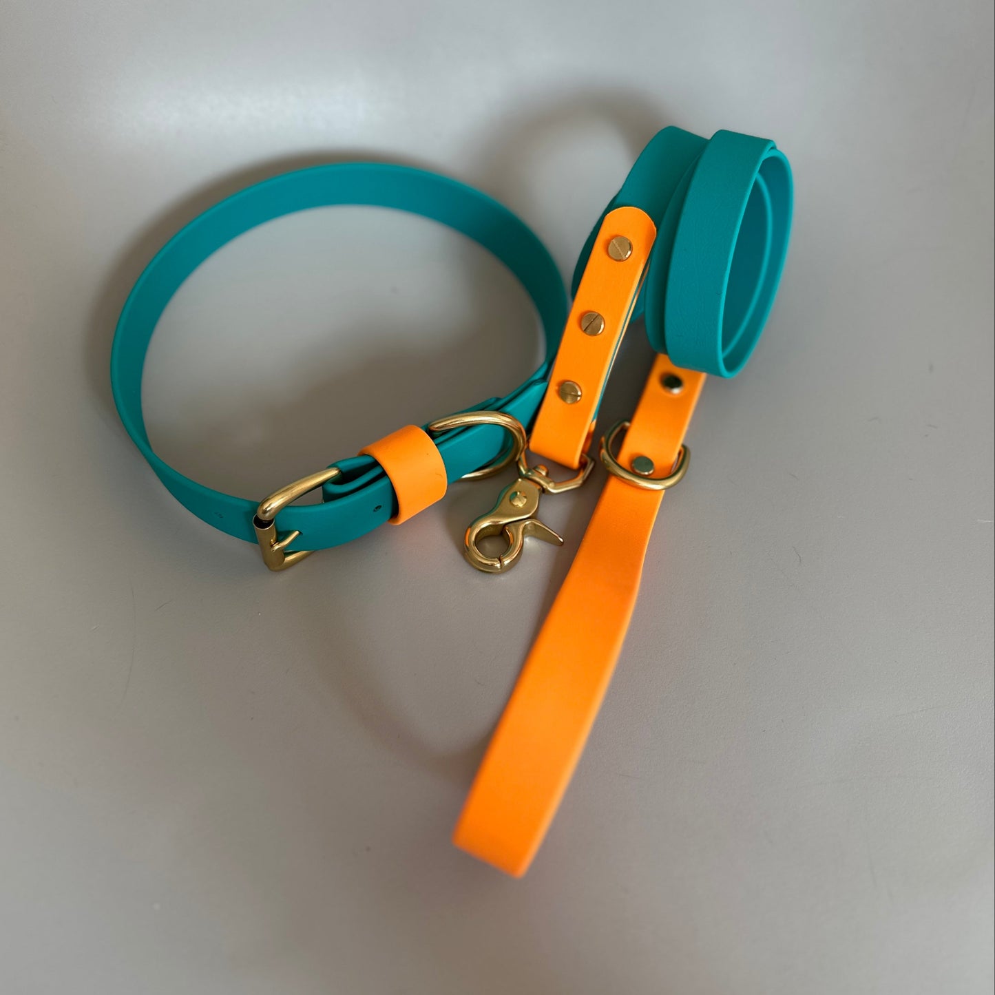 Babble Turquoise Colourblock BioThane® Collar