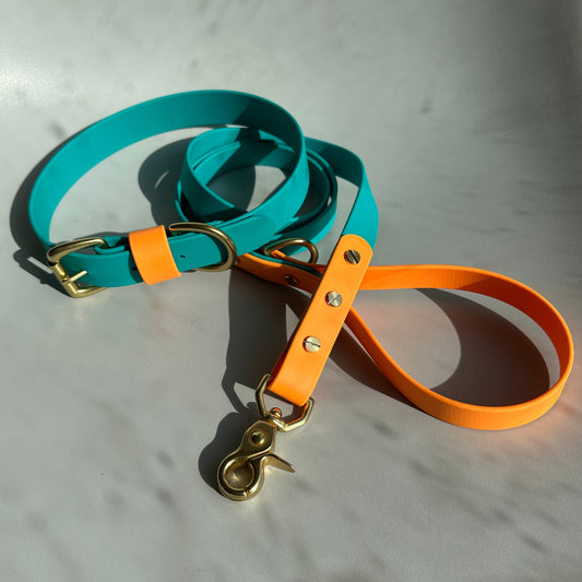 Babble Turquoise Colourblock BioThane® Collar