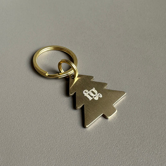 Christmas Tree Solid Brass Dog Tag