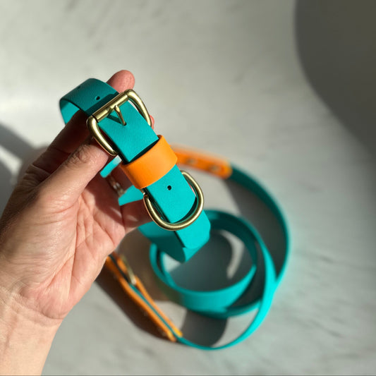Babble Turquoise Colourblock BioThane® Collar
