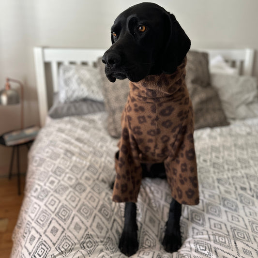 Leopard Print Fleece Dog Onesie