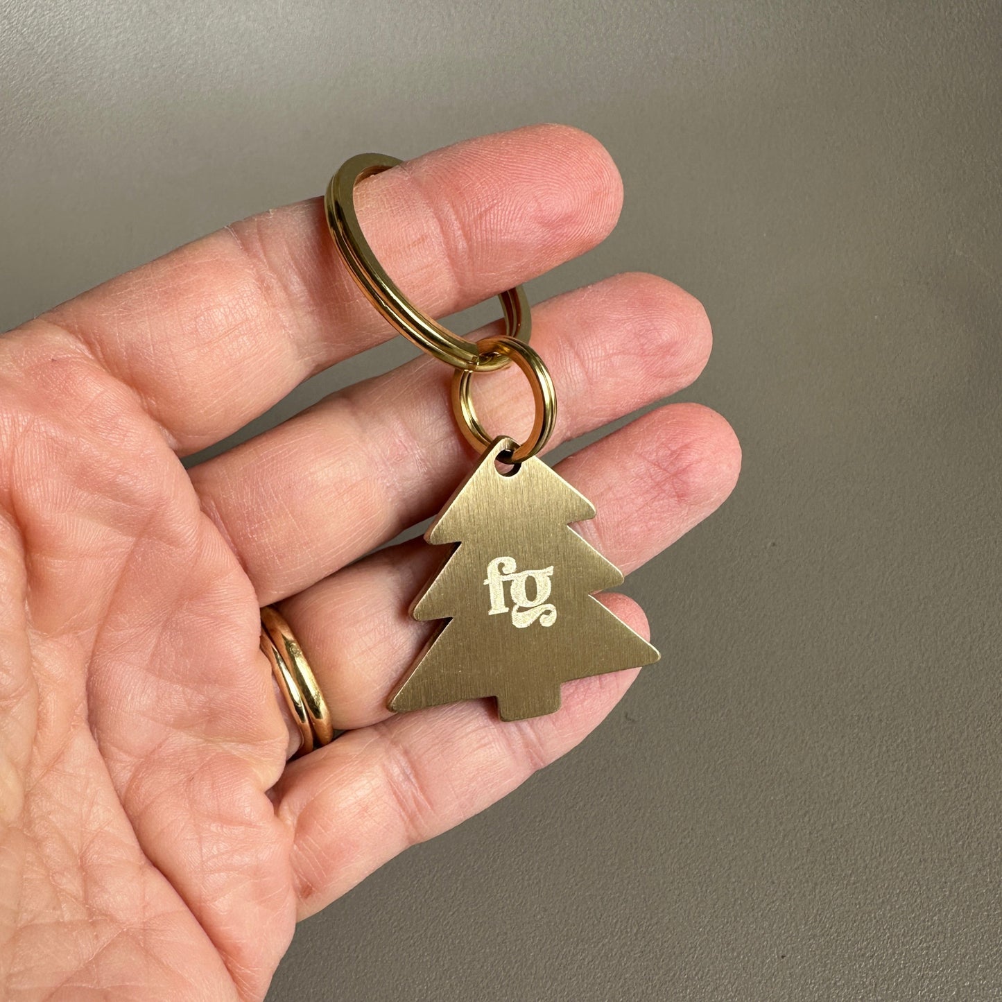 Christmas Tree Solid Brass Dog Tag