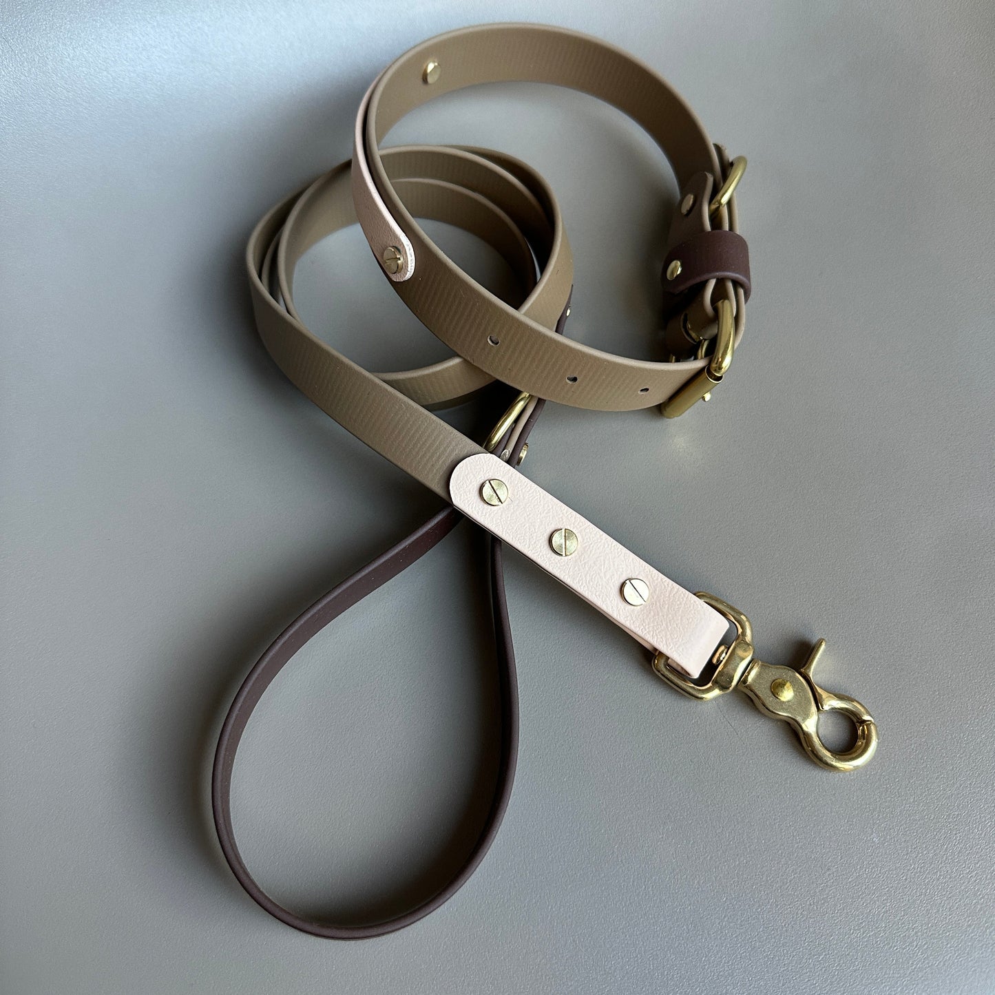 Coffee Colourblock BioThane® Lead