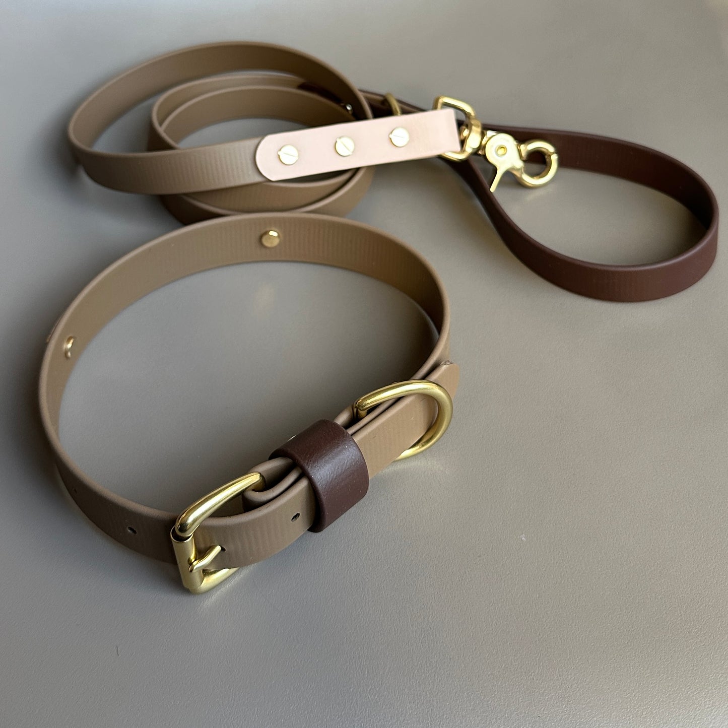 Coffee Colourblock BioThane® Lead