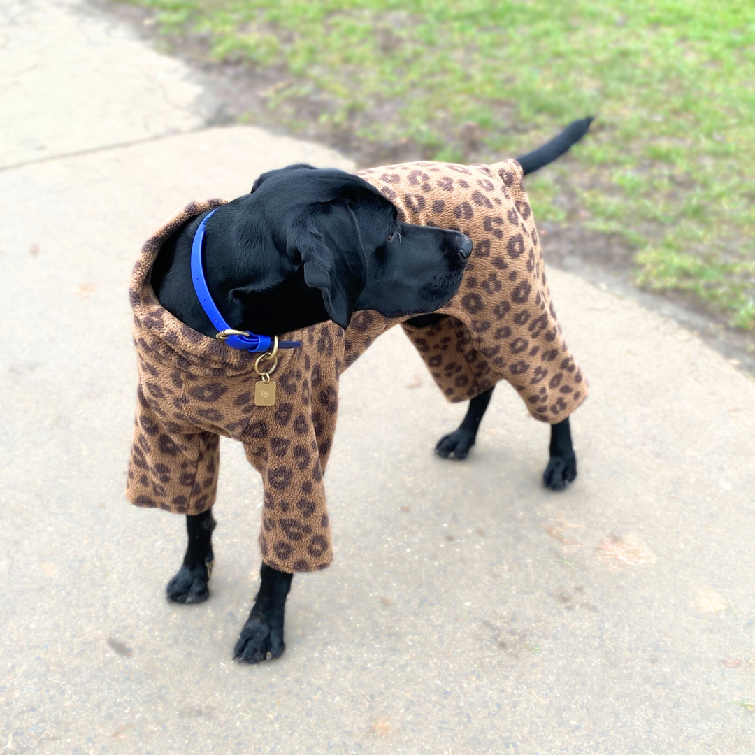 Leopard Print Fleece Dog Onesie