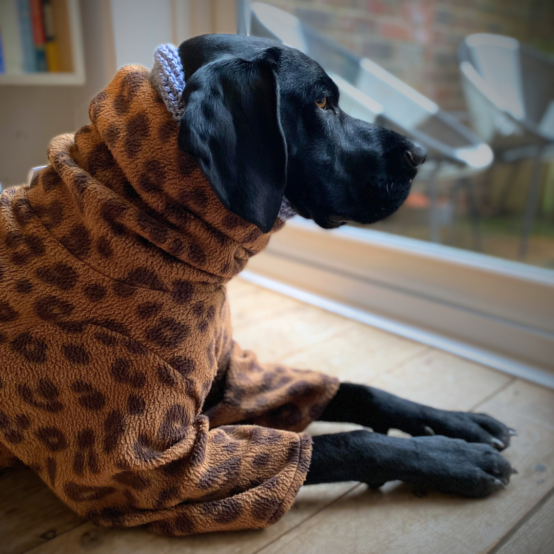 Leopard Print Fleece Dog Onesie